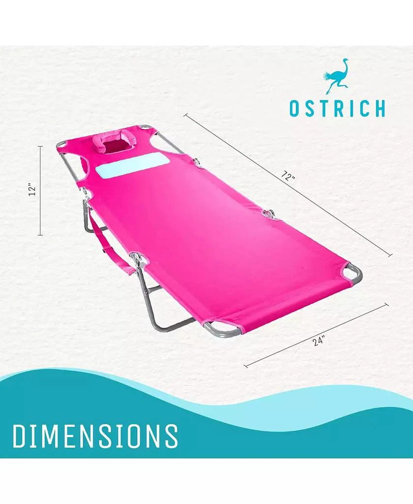Ostrich Ladies Comfort Lounger, Portable Beach Camping Pool Tanning Chair, Pink 2