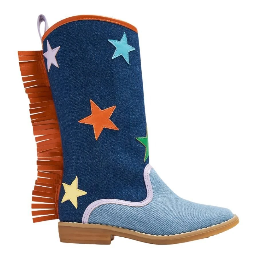 Stella McCartney Boys Fringed Almond Toe Denim Boots