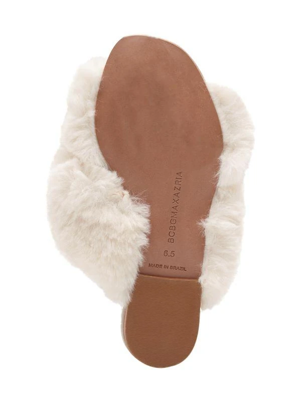 BCBG Thea Crisscross Faux Fur Flat Sandals 5