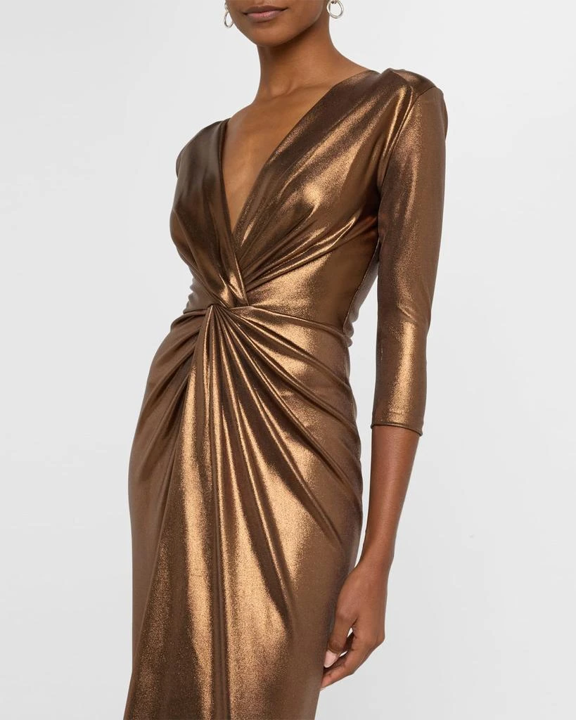 Chiara Boni Deep V-Neck Metallic Twist Gown 5