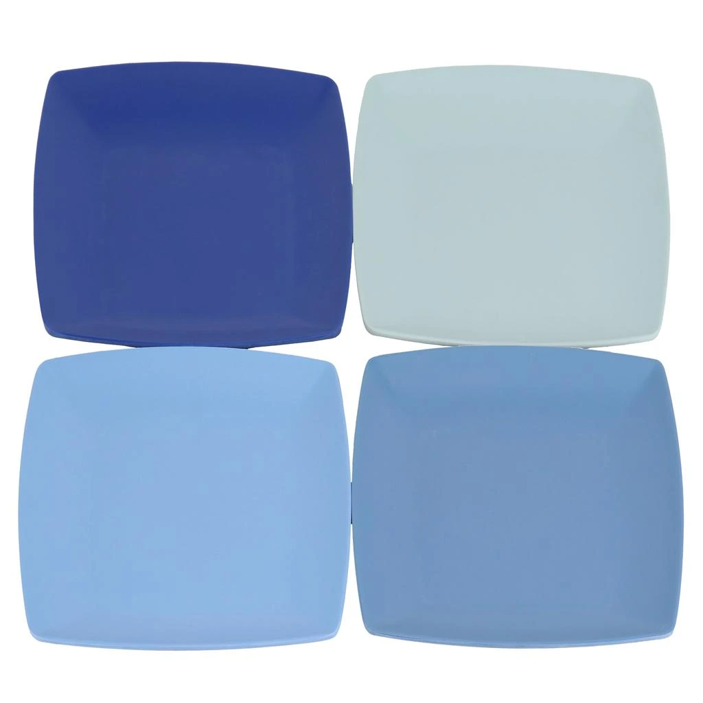 Gibson Home Grayson 4 Piece 8.5 Inch Square Melamine Dessert Plate Set in Assorted Blue 2