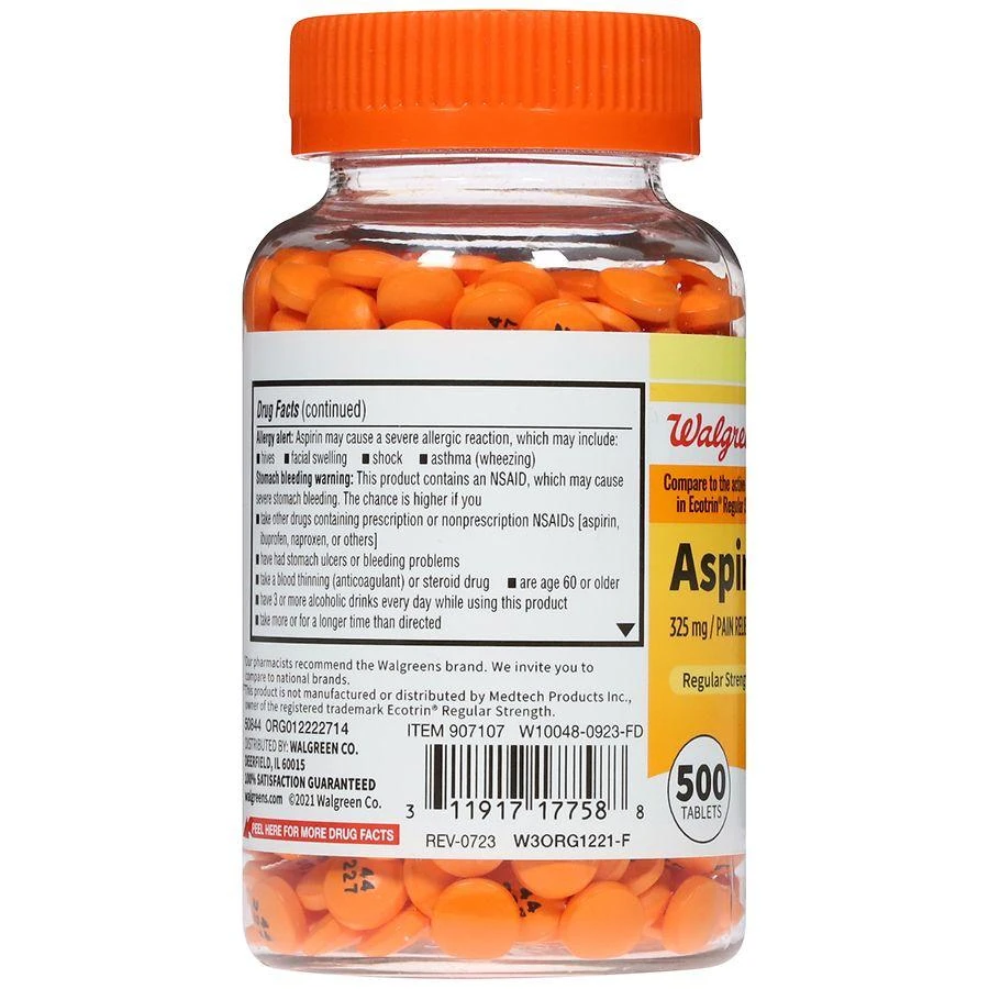 Walgreens Aspirin 325 mg Enteric-Coated Tablets Regular Strength 2