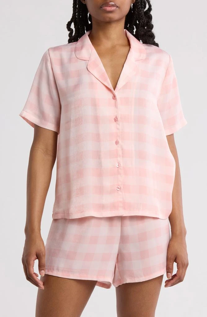 Abound Satin Button-Up Shirt & Shorts Pajamas 1