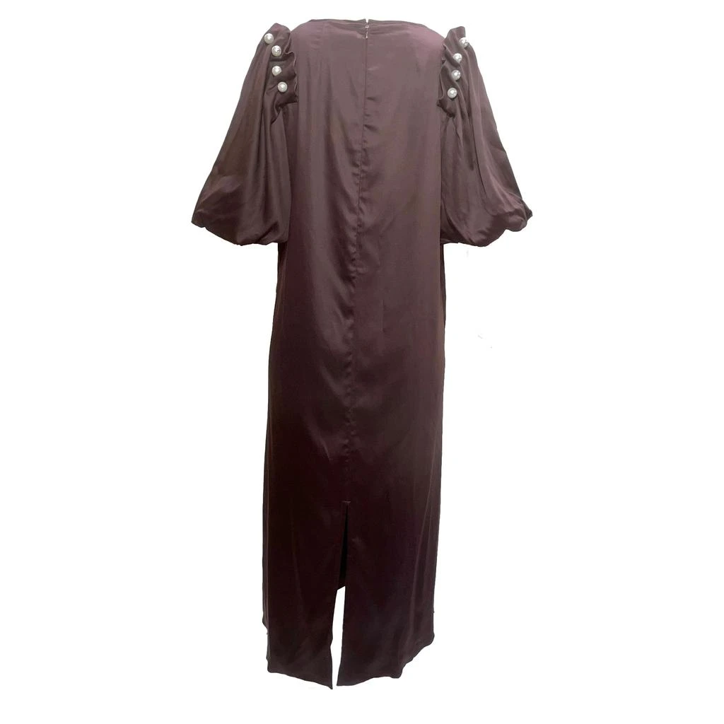 MOTHER OF PEARL Louella Faux Pearl-Embellished Maxi Dress in Maroon Tencel 2