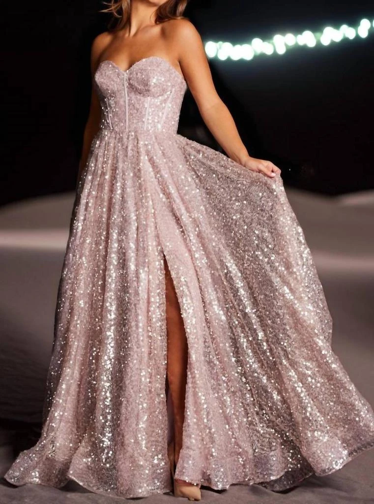Jovani Jovani - Fit And Flare Sweetheart Neckline Dress - mauve - 22