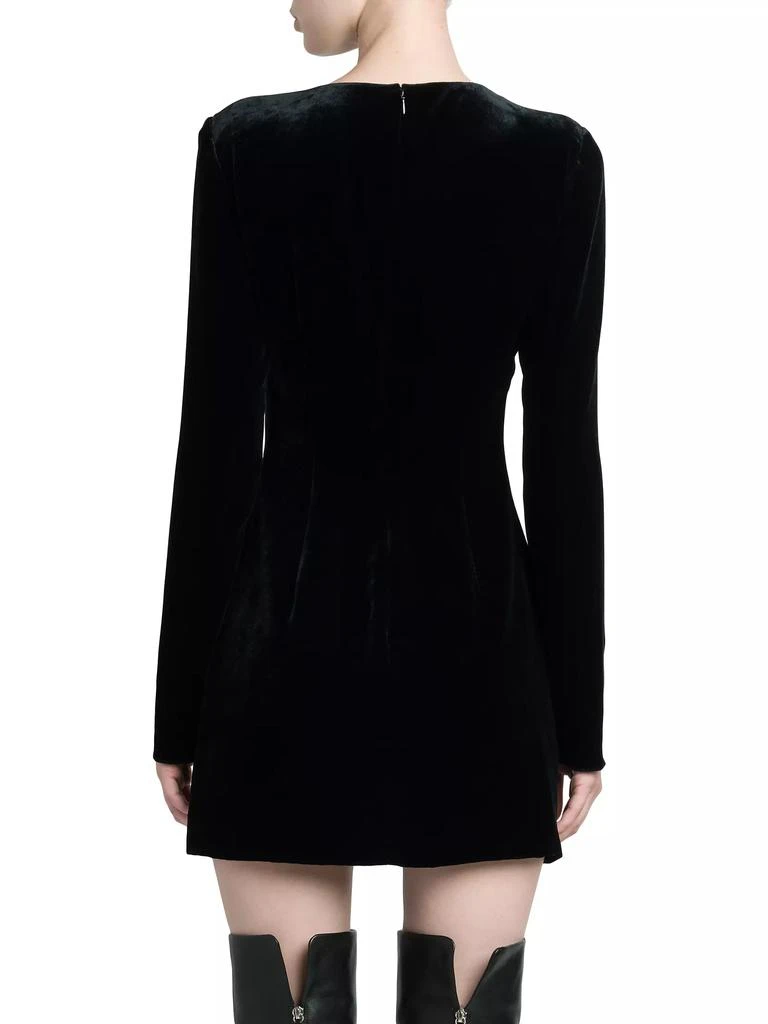 Alberta Ferretti Long-Sleeve Velvet &amp; Silk Minidress 5