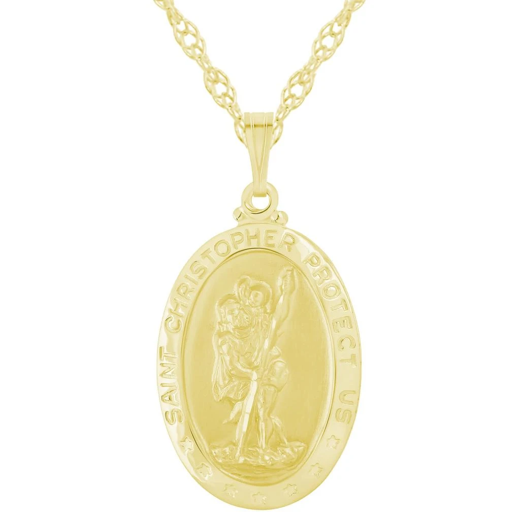 Glistening Jewels Sterling Silver Saint Christopher Oval Medallion Pendant Necklace