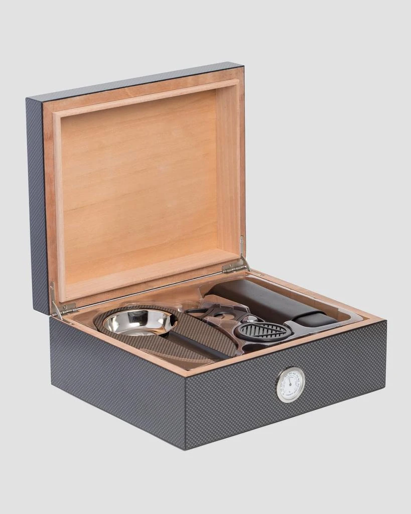 Bey-Berk Carbon Fiber Cigar Humidor & Accessories Set 1