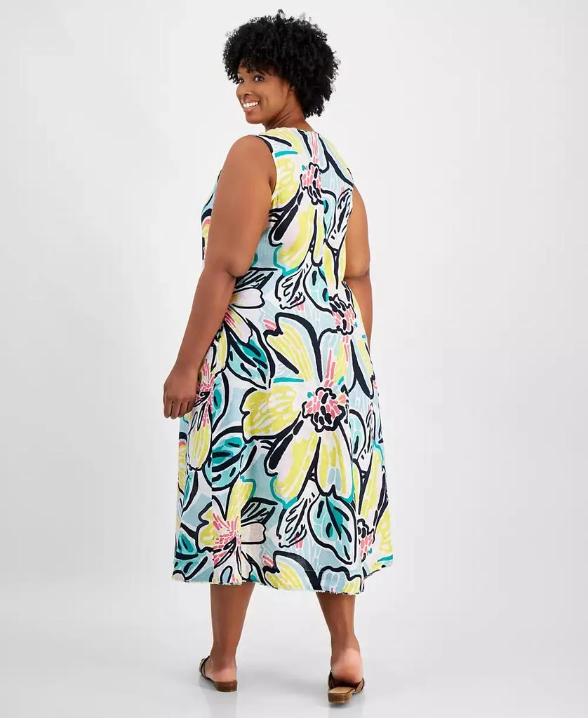 Charter Club Plus Size 100% Linen Floral-Print Tank Dress, Created for Macy's 2