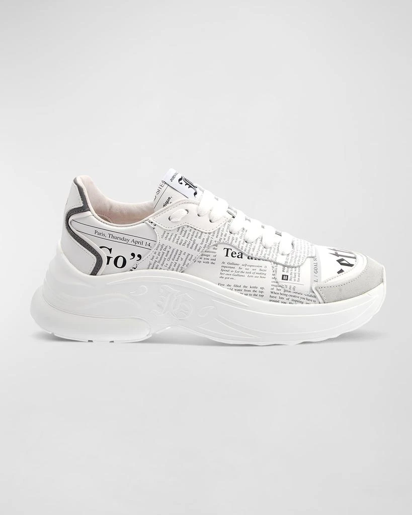 John Galliano Paris Men's Gazette Newspaper-Graphic Chunky Sneakers 1