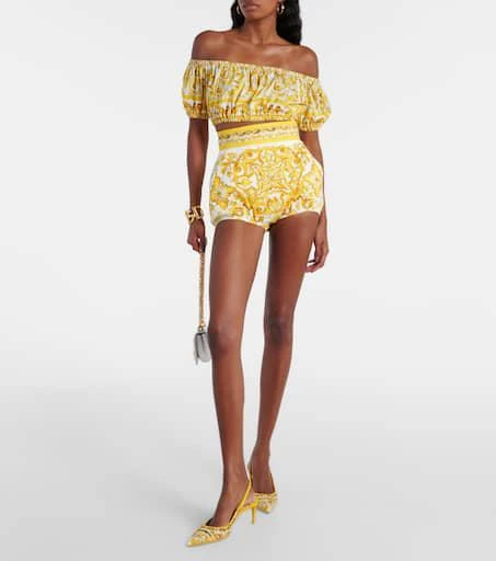 Dolce 
Gabbana Majolica high-rise cotton shorts 2