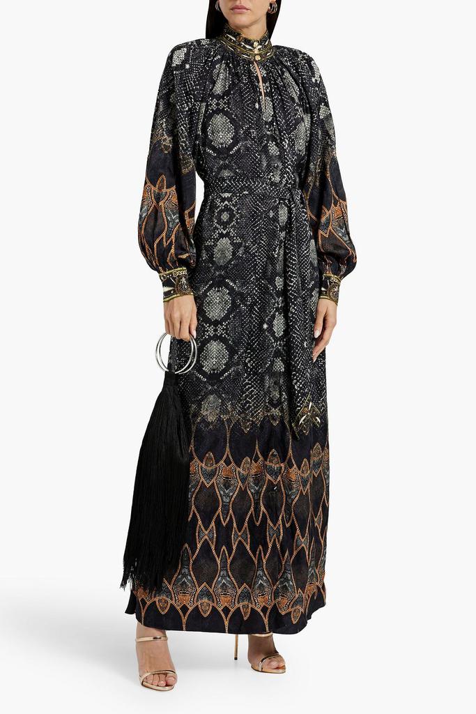 Camilla Crystal-embellished printed satin-jacquard maxi dress