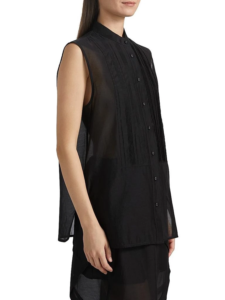 CO Sheer Cotton-Silk Sleeveless Tuxedo Shirt 4