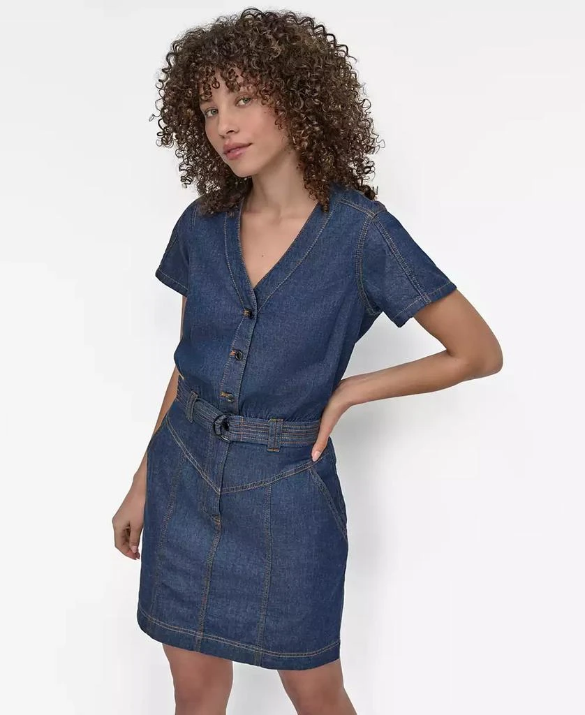 DKNY Women's Button-Front Denim Mini Dress 1