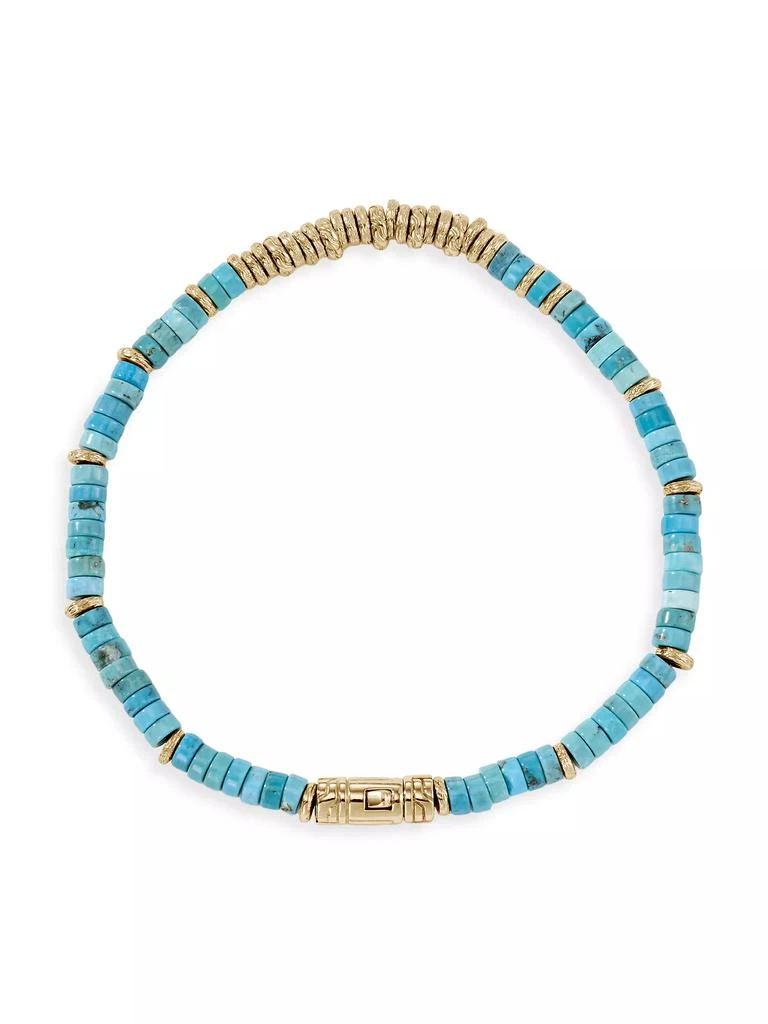John Hardy Thailand 14K Gold &amp; Treated Turquoise Heishi Beaded Bracelet 3