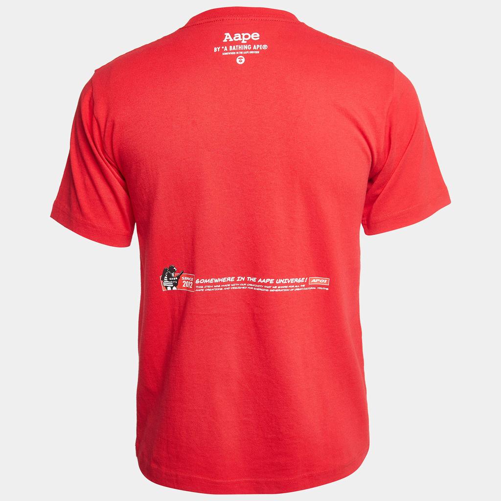 A Bathing Ape A Bathing Ape Red Digital Printed Cotton Knit Crew Neck T-Shirt S