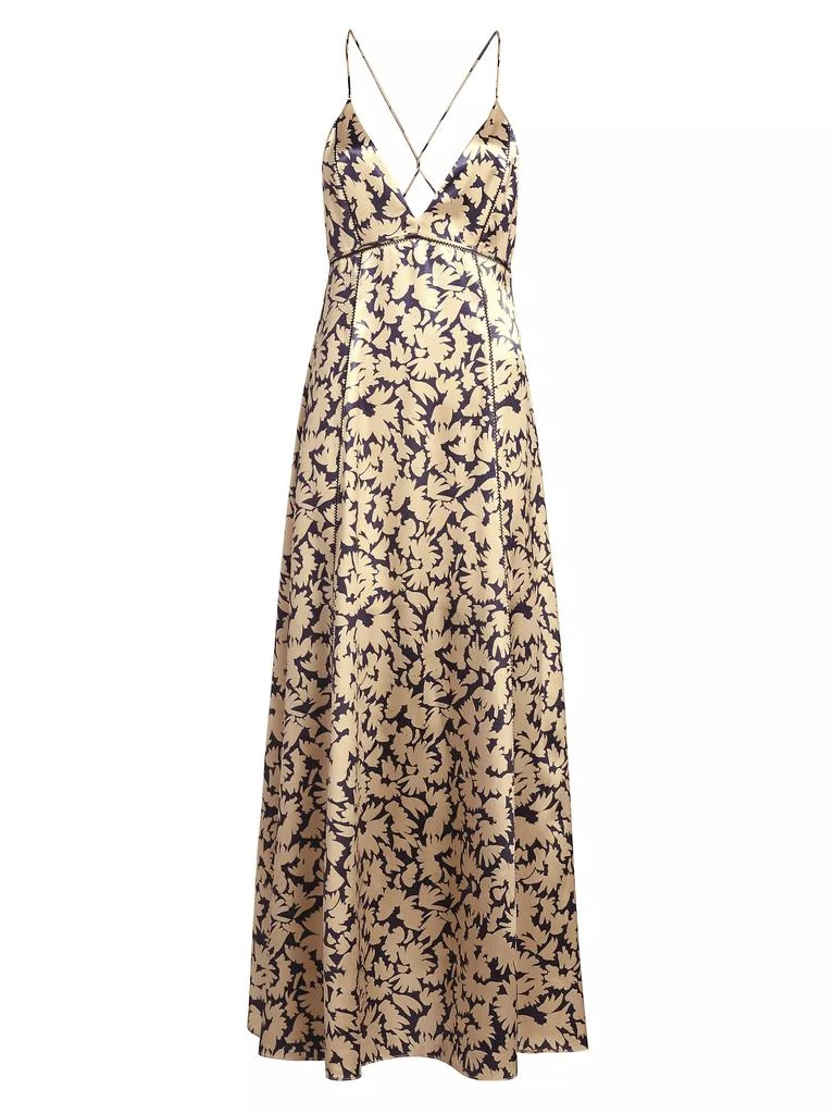 Ulla Johnson Evie Printed Satin Cross-Back Maxi Dress 1