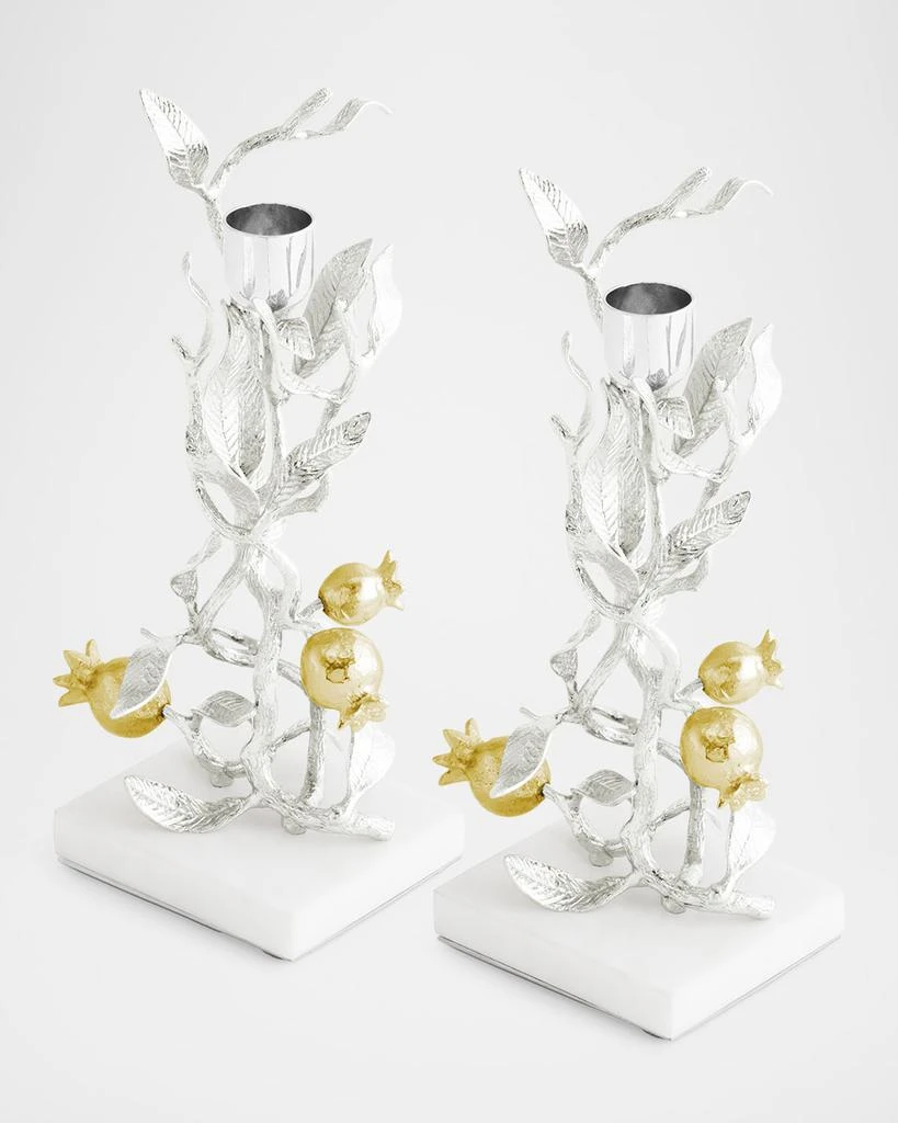 Michael Aram Pomegranate Silver 
Gold Candleholders with 24K Goldplate, Set of 2 2