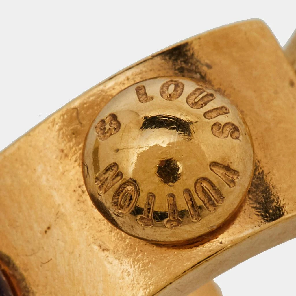 Louis Vuitton Louis Vuitton Gold Tone Gimme A Clue Hoop Earrings 4