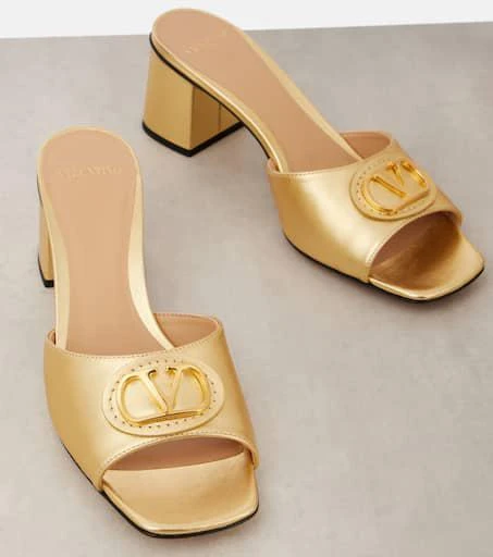 Valentino VLogo metallic leather mules 5