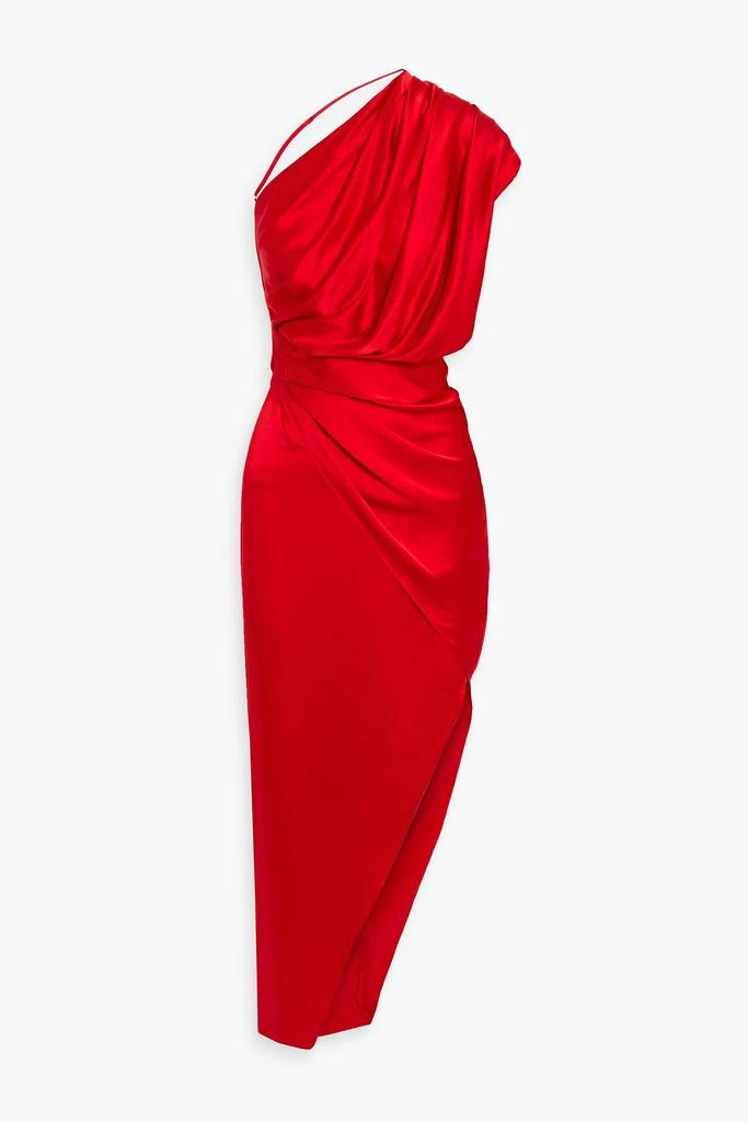 open lace back dress One shoulder gown with tie
