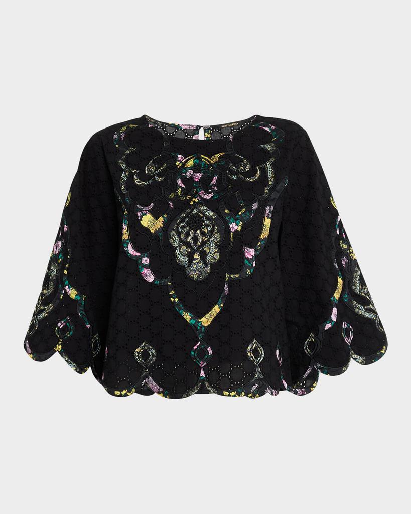 Kobi Halperin Ramona Scalloped Eyelet Applique Blouse