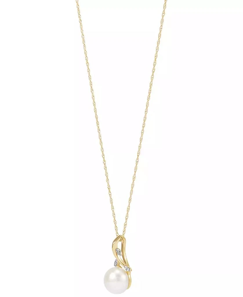 Honora Cultured Freshwater Button Pearl (8mm) & Diamond Accent Vine 18" Pendant Necklace in 10k Gold 3