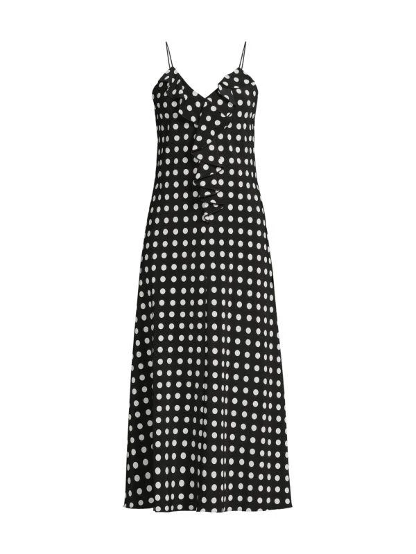 Karl Lagerfeld Paris Polka Dot Ruffle Midi Dress 3
