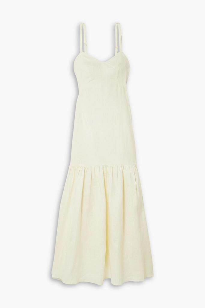 Peony Open-back tiered linen midi dress