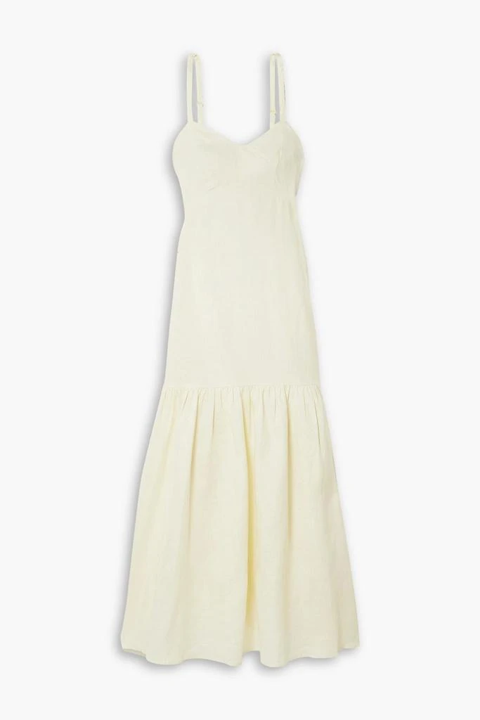 Peony Open-back tiered linen midi dress 1
