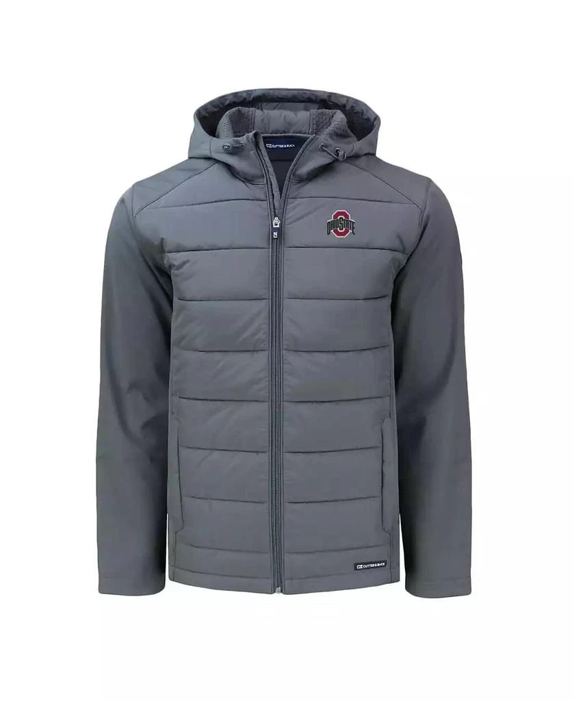 Cutter & Buck Men's Gray Ohio State Buckeyes Big Tall Evoke Hybrid Eco Softshell Full-Zip Hoodie 3
