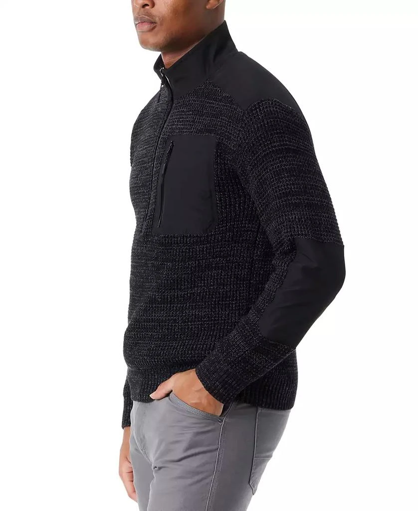 BASS OUTDOOR Men's Quarter-Zip Long Sleeve Pullover Patch Sweater 3
