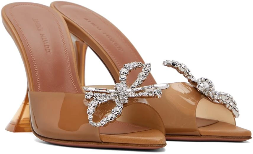 Amina Muaddi Brown Rosie Glass Slipper Heeled Sandals 4