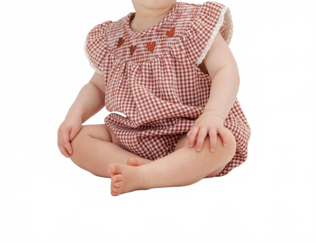 Quincy Mae Kid
s Lenore Romper In Red Gingham