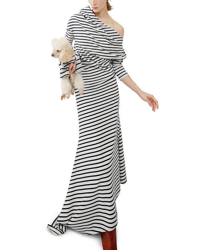 A.W.A.K.E. Mode Off-the-Shoulder Striped Dress