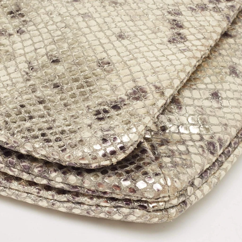 Coach Coach Metallic Silver/Black Python Embossed Leather Flap Clutch 12