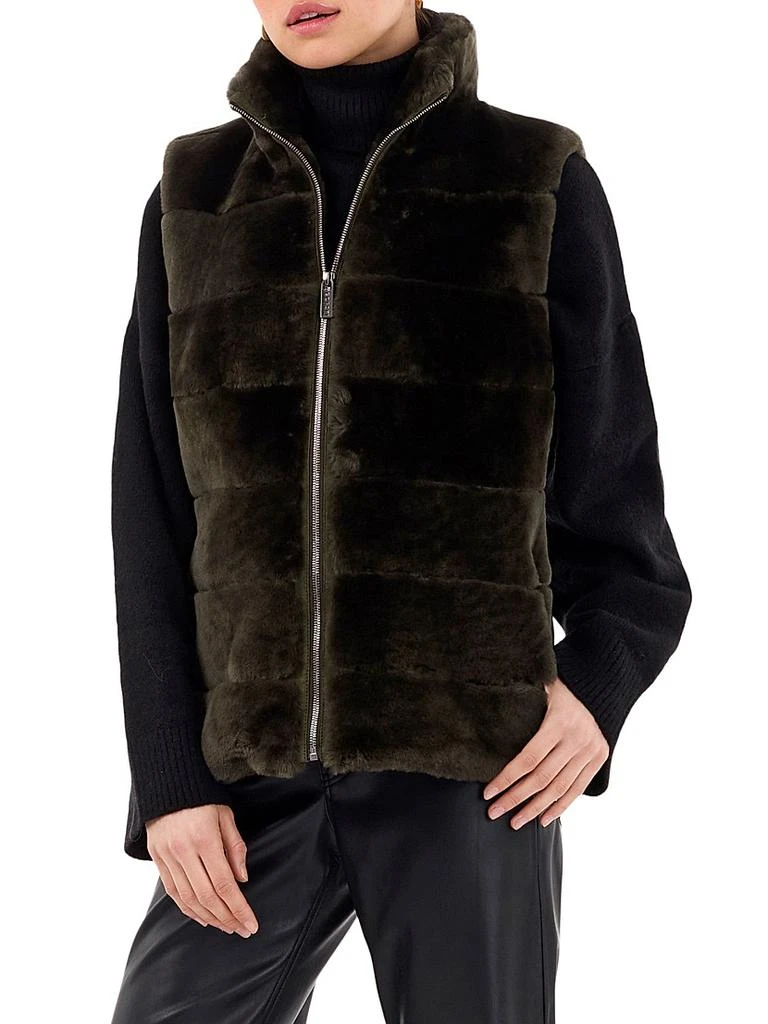 Gorski Shearling Lamb Zip Vest with Quilted Back 6