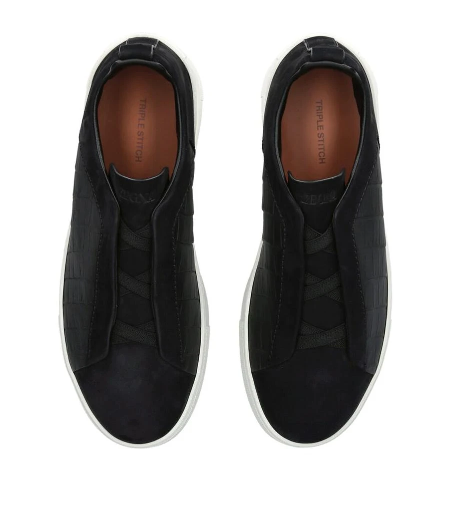 Zegna Crocodile Leather Triple Stitch Sneakers 4