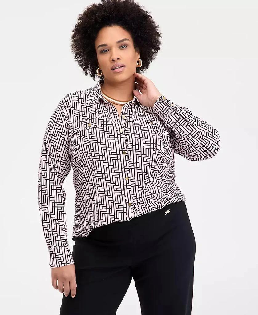 INC International INC International Concepts Plus Size Printed Flap-Pocket Knit Shirt, Exclusively at Macy's 2