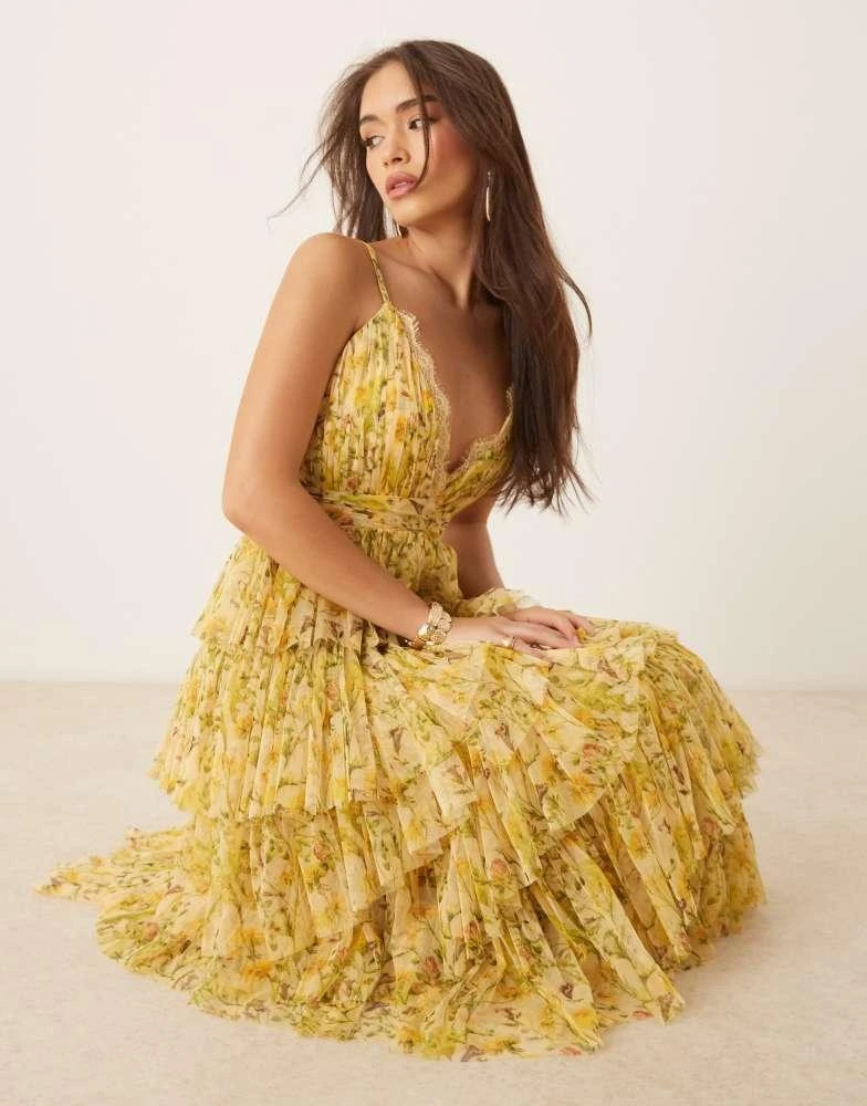 Lace & Beads Lace & Beads lace trim tiered maxi dress in buttercup yellow floral - Dresses & Skirts - Free Shipping - BeyondStyle Lace & Beads Lace & Beads lace trim tiered maxi dress in buttercup yellow floral - Dresses & Skirts - Free Shipping - BeyondStyle