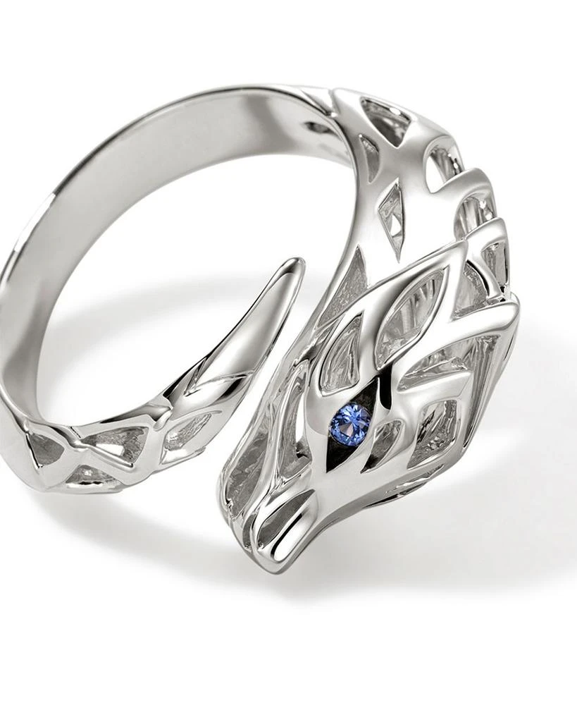 John Hardy Sterling Silver Naga Blue Sapphire Dragon Bypass Ring 6