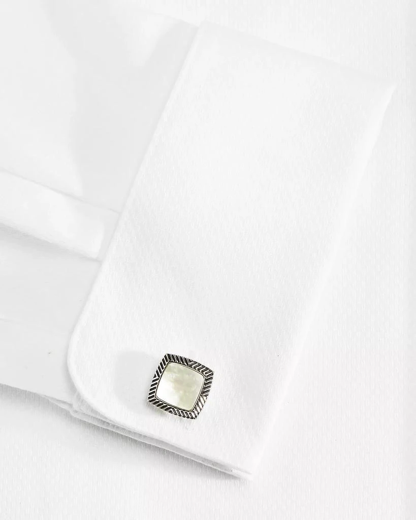 Link Up Men's Square Mother-Of-Pearl Wavy-Frame Cufflinks 4