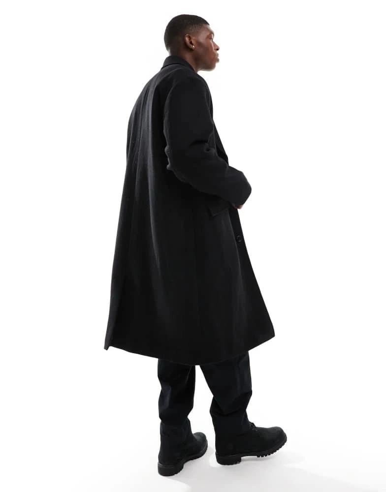 Weekday Weekday Pavo wool blend long coat in black 3