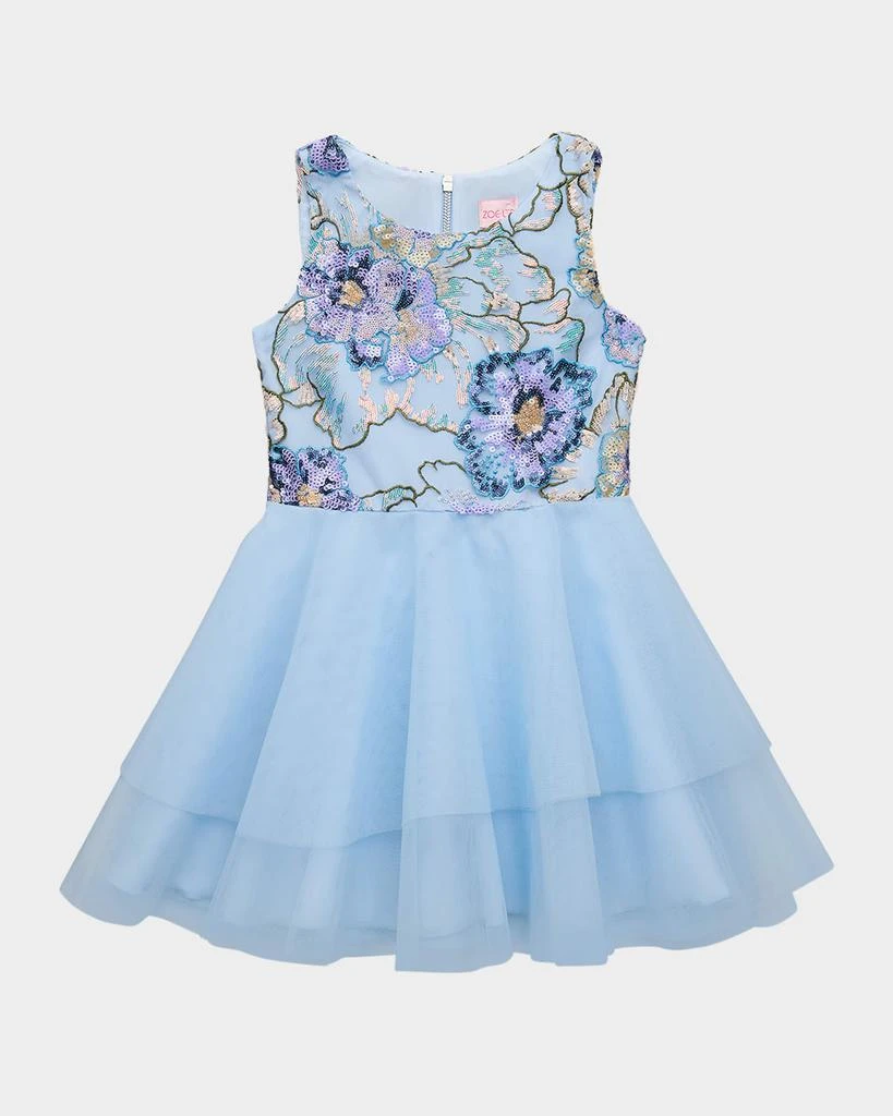 Zoe Girl's Ayla Floral Embroidered Tulle Dress, Size 7-16 1