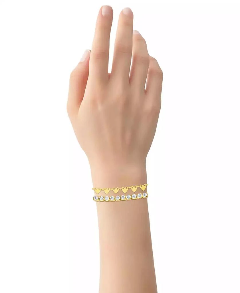 And Now This Cubic Zirconia 18k Gold Plated Brass Chain Duo Bracelet, Macy
s Exclusive 4