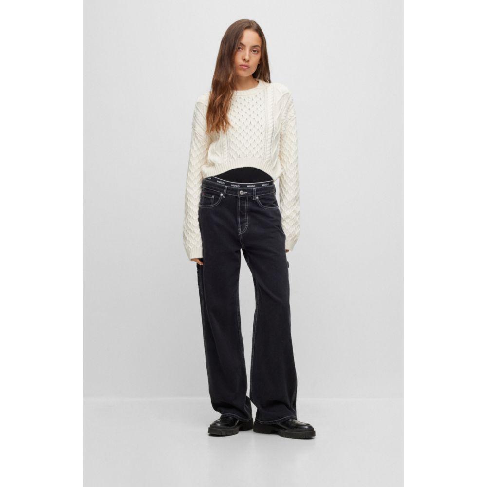 Hugo Boss Cotton-blend sweater with cable-knit structure