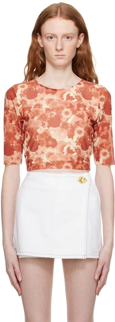 Ganni Orange Printed T-Shirt 1