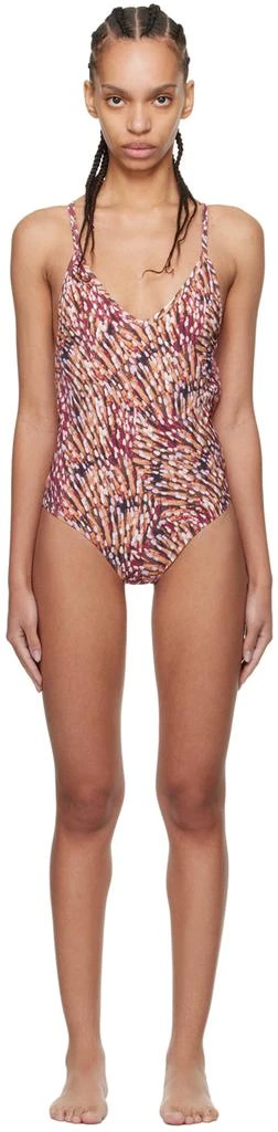 Isabel Marant Beige & Pink Swan One-Piece Swimsuit 1