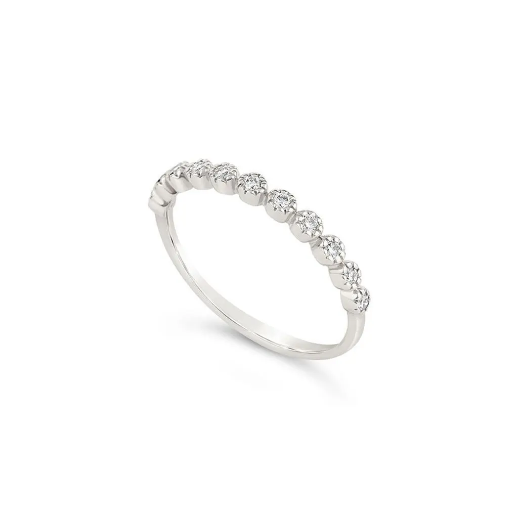 Dinny Hall 14k white gold diamond forget me not half eternity ring 2