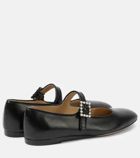Le Monde beryl Pearl-embellished leather Mary Jane flats 2